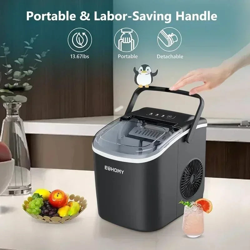 Portable EUHOMY Ice Maker, 26lbs Daily, Quick 6-Min Cubes
