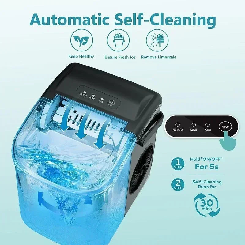 Portable EUHOMY Ice Maker, 26lbs Daily, Quick 6-Min Cubes