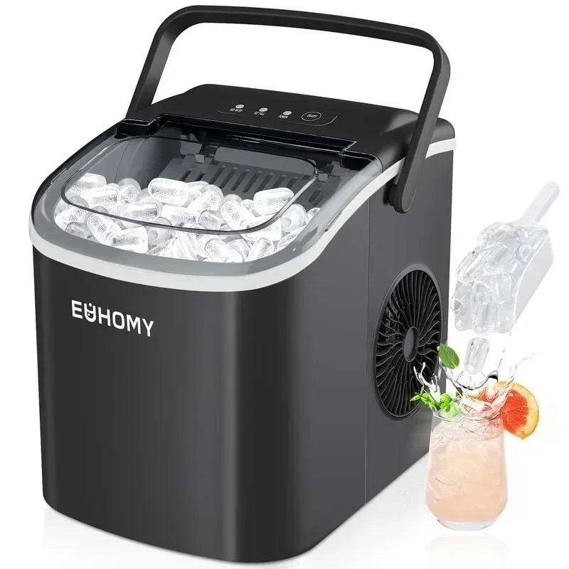 Portable EUHOMY Ice Maker, 26lbs Daily, Quick 6-Min Cubes