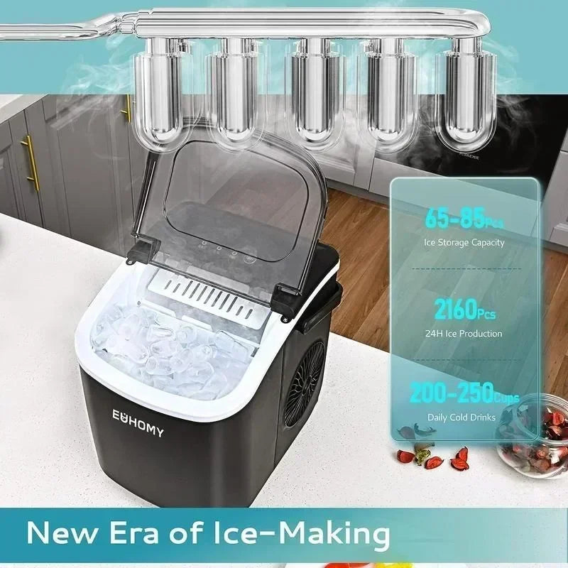 Portable EUHOMY Ice Maker, 26lbs Daily, Quick 6-Min Cubes