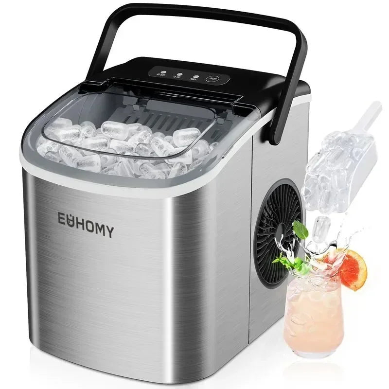 Portable EUHOMY Ice Maker, 26lbs Daily, Quick 6-Min Cubes