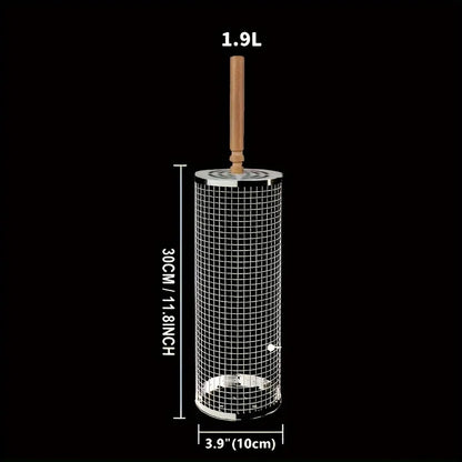 BBQ Grill Cage 2pcs Set: Rotating Mesh for Camping & Picnic